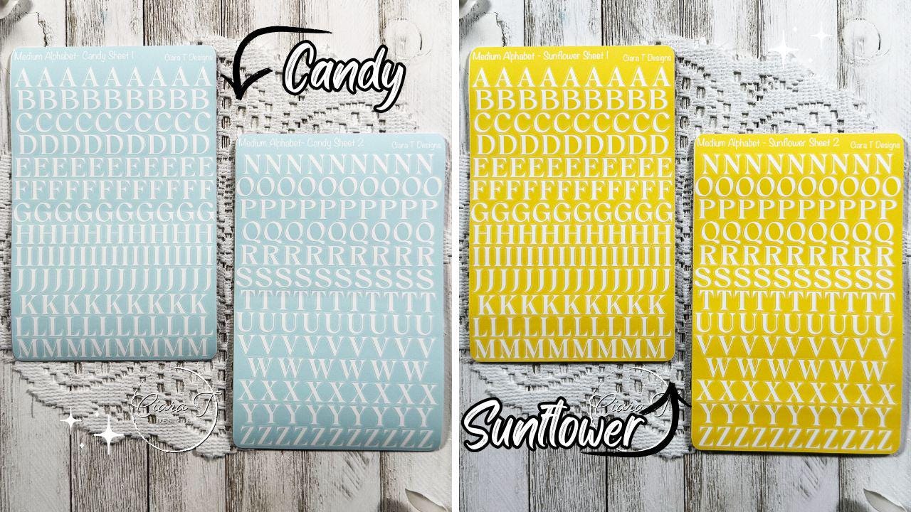 Medium Candy Background Serif Alphabet Sticker Sheet