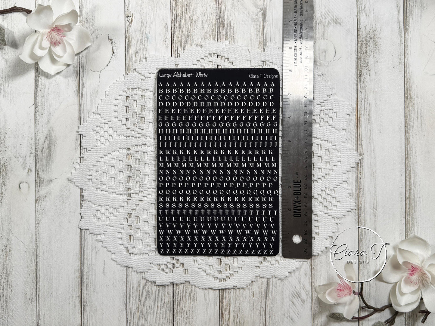 Small Rainbow Background Serif Alphabet Sticker Sheet,