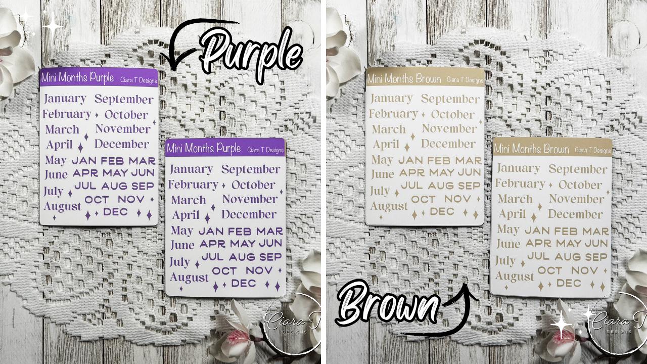 Mini Rainbow Coloured Months of the Year Sticker Sheet