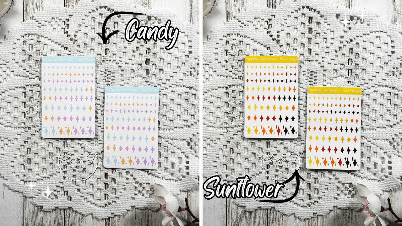 Tiny Ombre Candy Coloured Sparkle Sticker Sheet