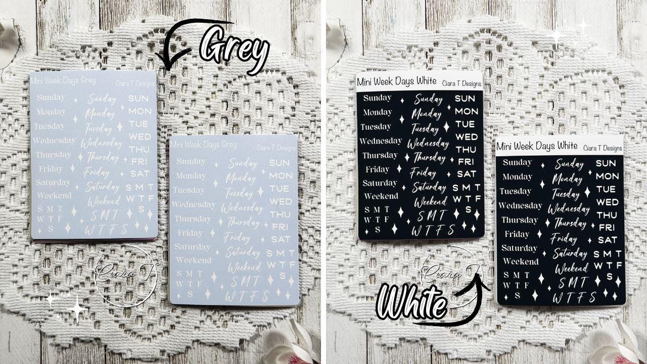 Mini Rainbow Background Week Days Sticker Sheet