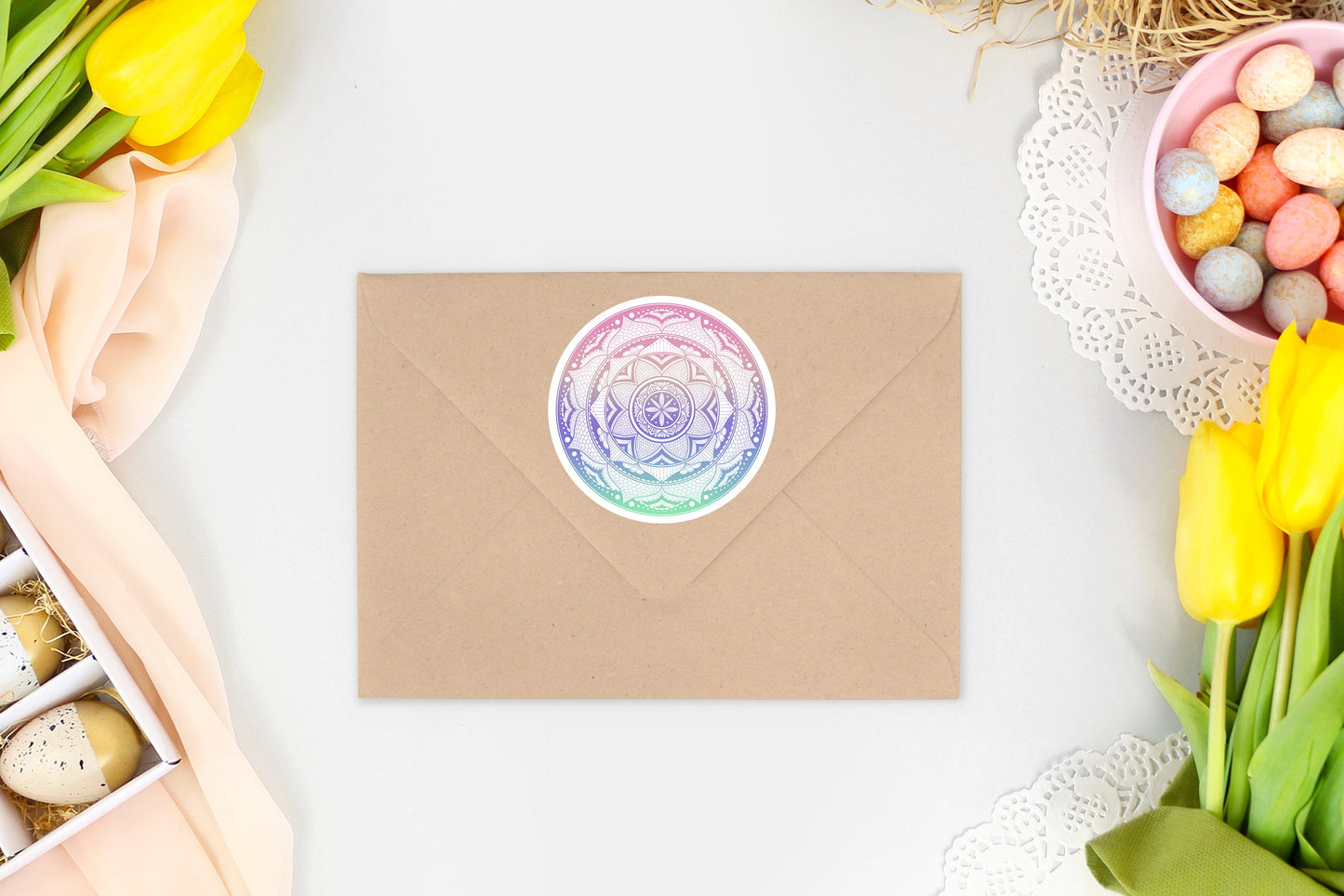 Tri-Coloured Mandala Die-Cut Sticker