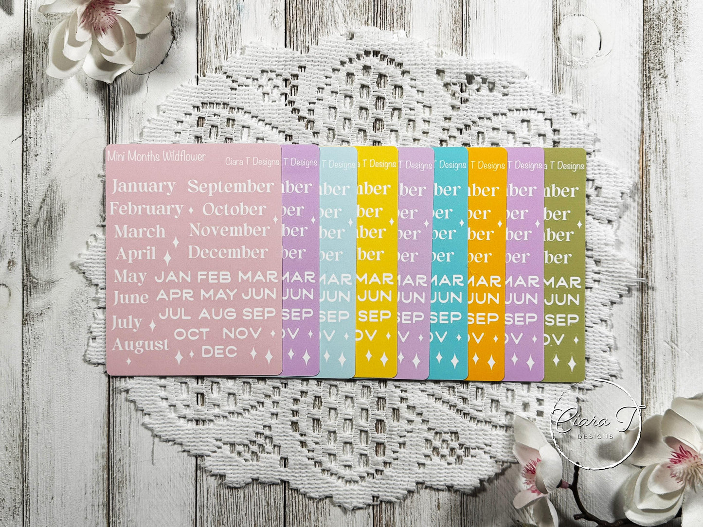 Mini Candy Background Months of the Year Sticker Sheet