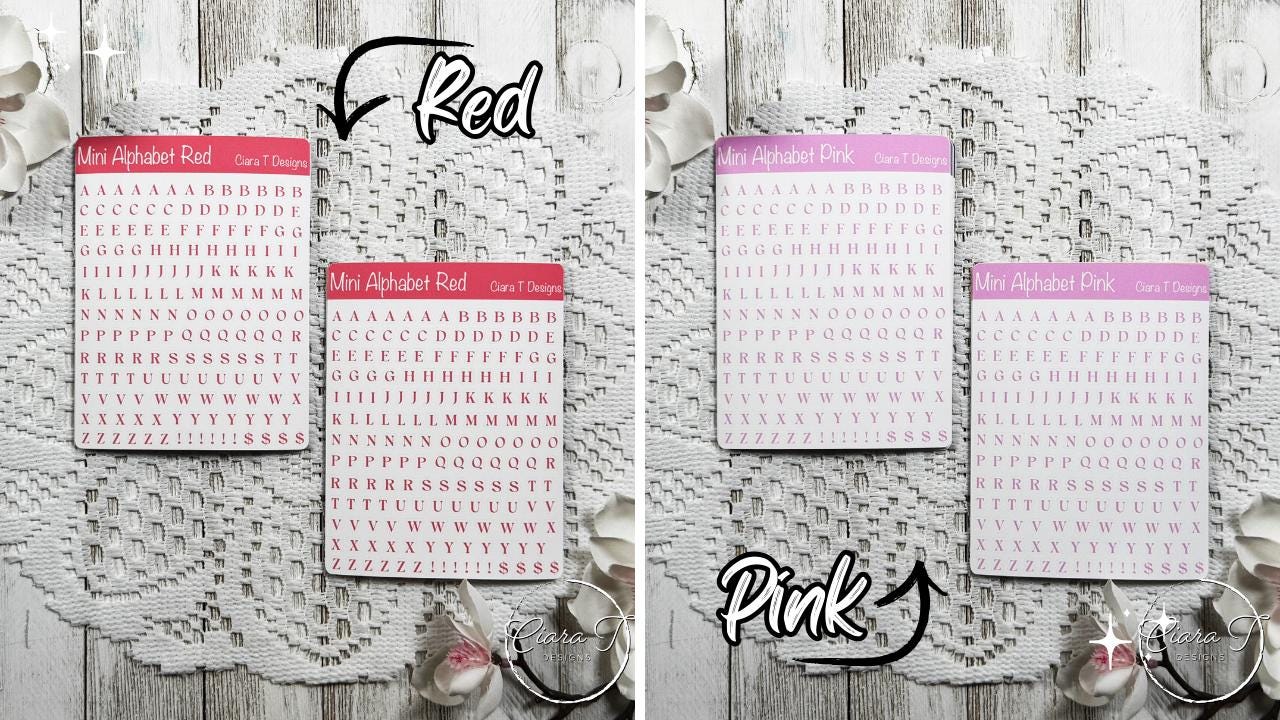 Mini Rainbow Coloured Small Serif Alphabet Sticker Sheet