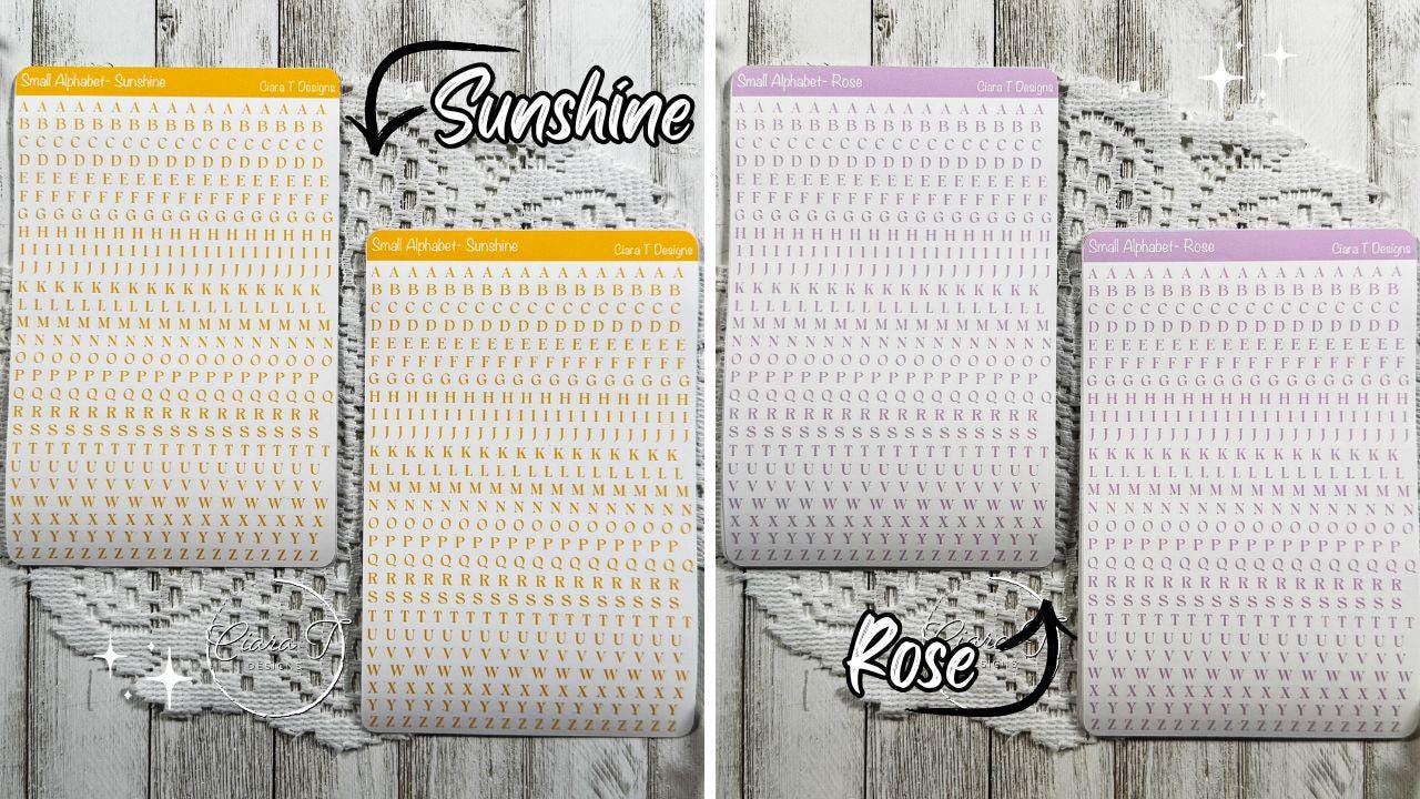 Candy Coloured Small Serif Alphabet Full Sticker Sheet