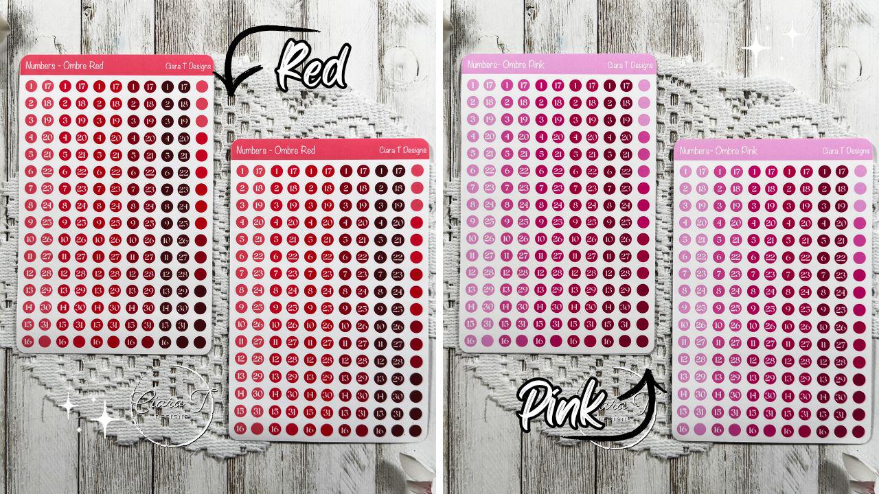 Ombre Rainbow Numbers Sticker Sheet