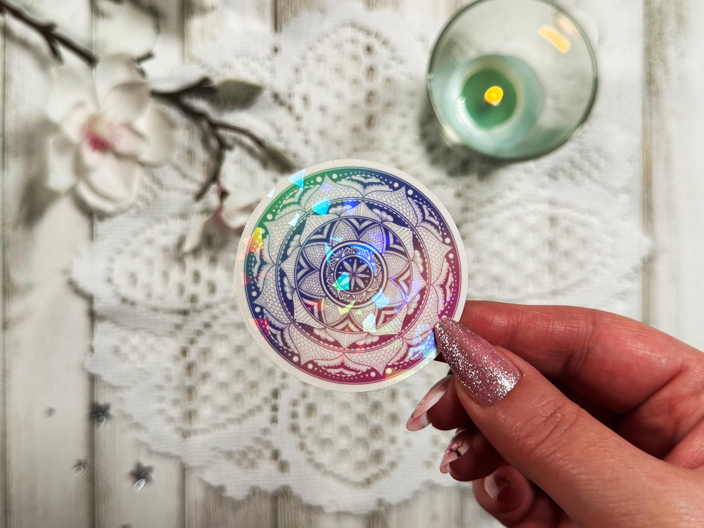 Tri-Coloured Mandala Die-Cut Sticker