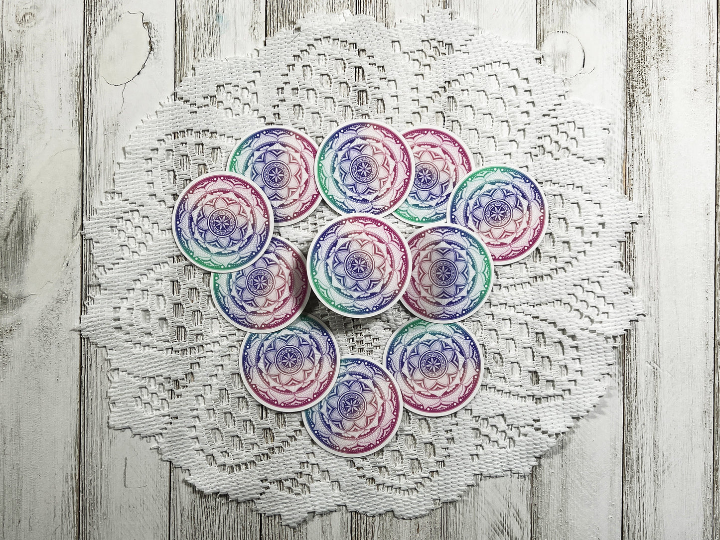 Tri-Coloured Mandala Die-Cut Sticker
