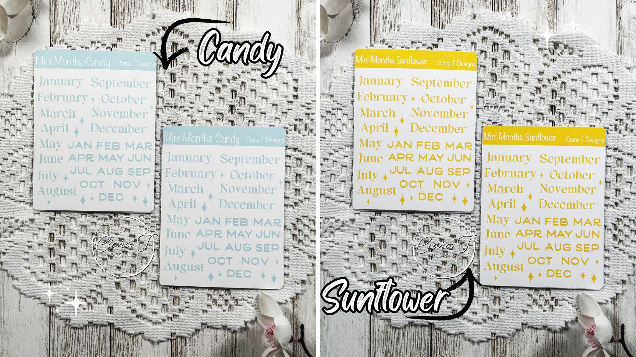 Mini Candy Coloured Months of the Year Sticker Sheet
