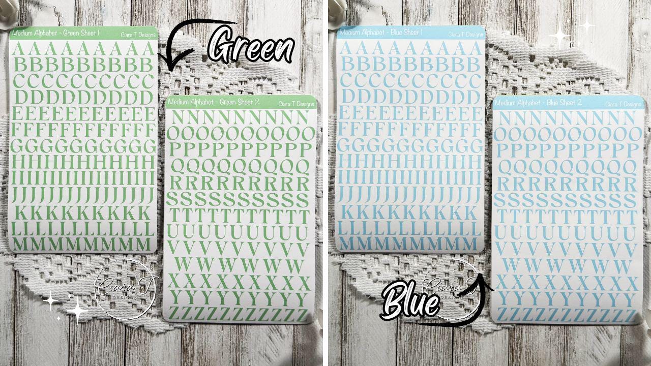 Medium Rainbow Coloured Serif Alphabet Sticker Sheet