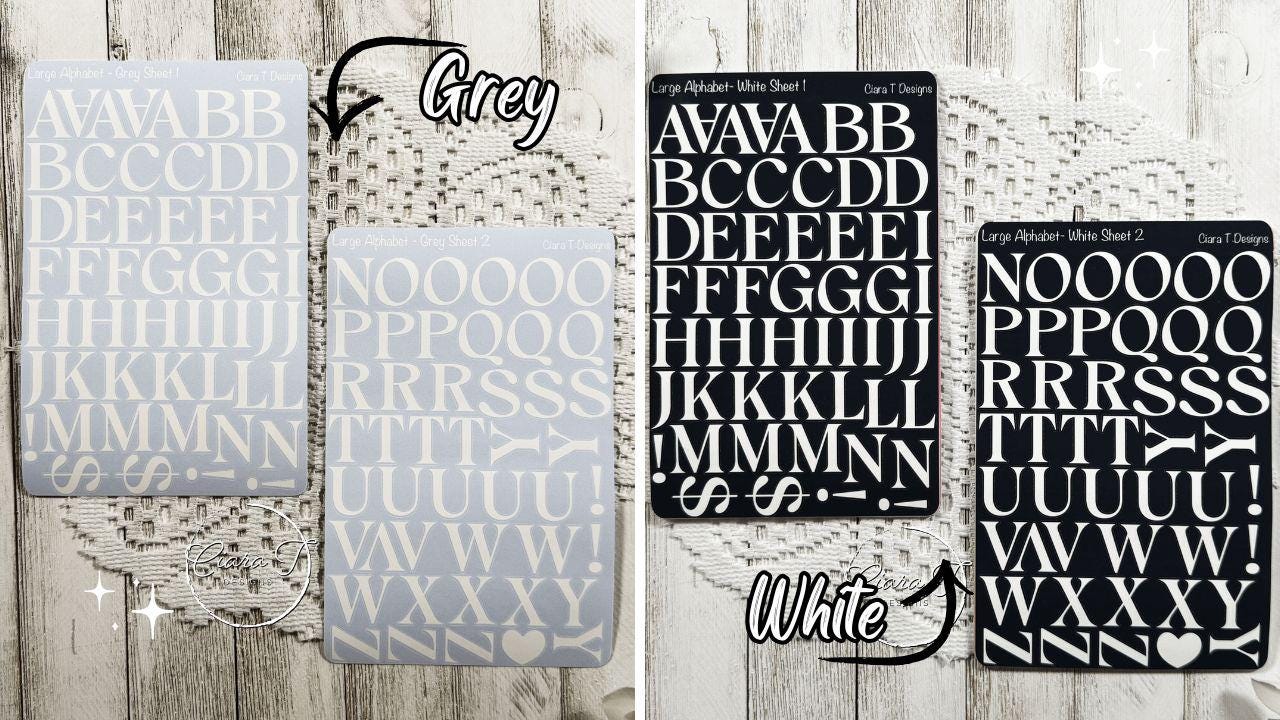 Large Rainbow Background Serif Alphabet Sticker Sheet