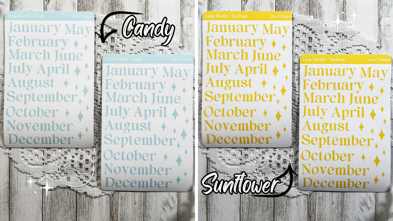 Large Candy Coloured Months Sticker Sheet