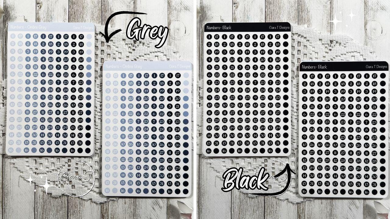 Ombre Rainbow Numbers Sticker Sheet