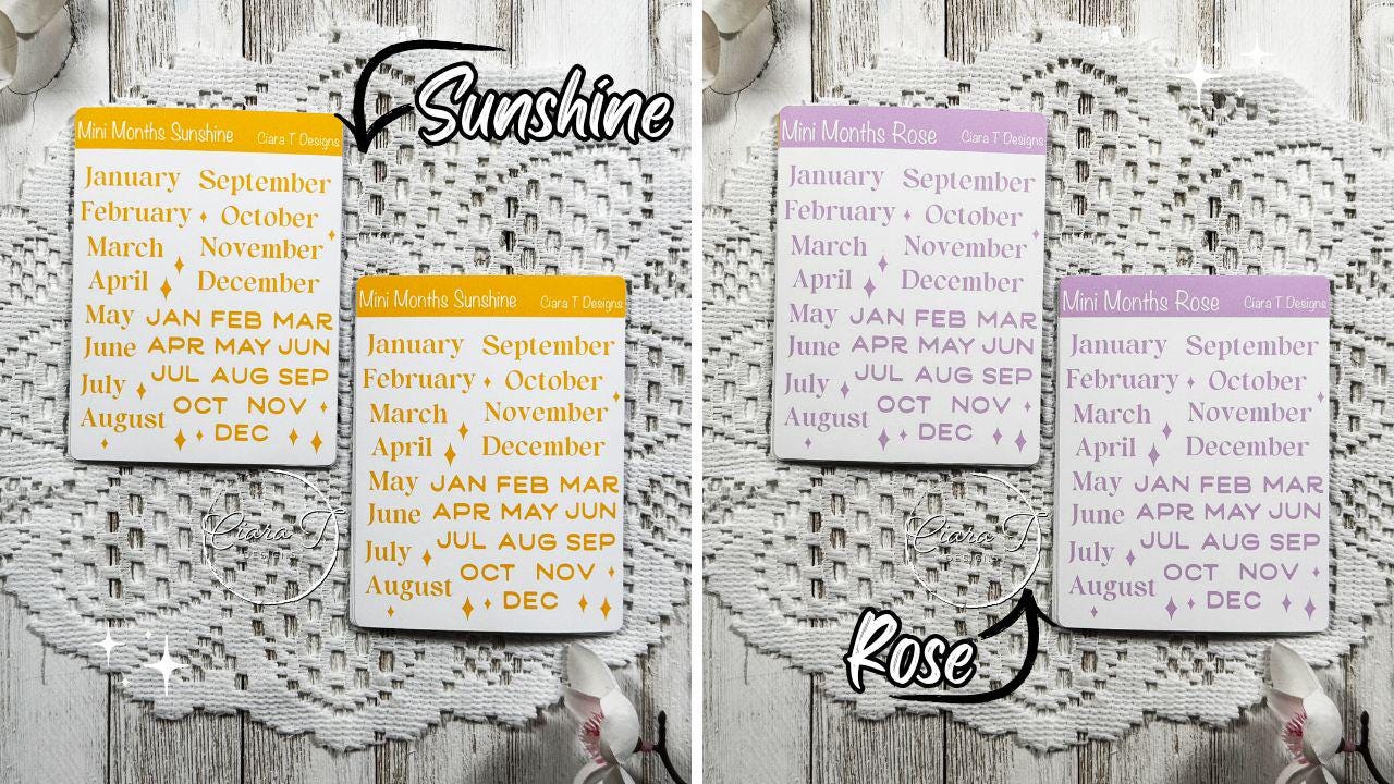 Mini Candy Coloured Months of the Year Sticker Sheet