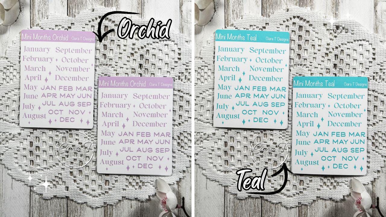 Mini Candy Coloured Months of the Year Sticker Sheet