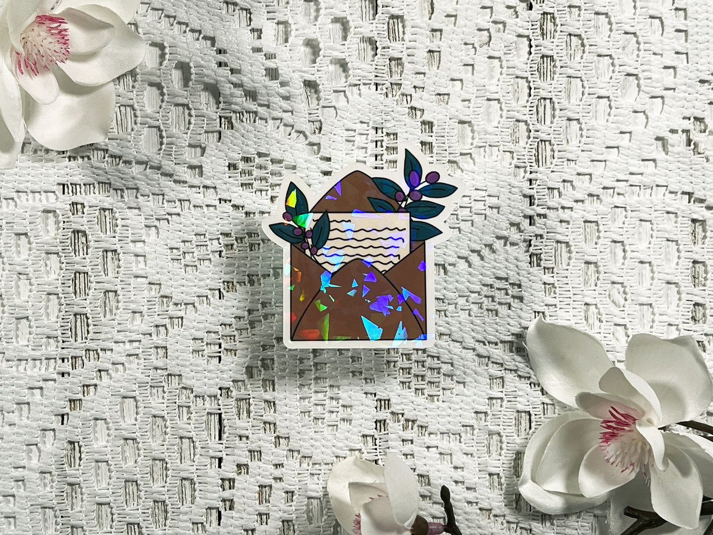Kraft Floral Envelope Vinyl Sticker