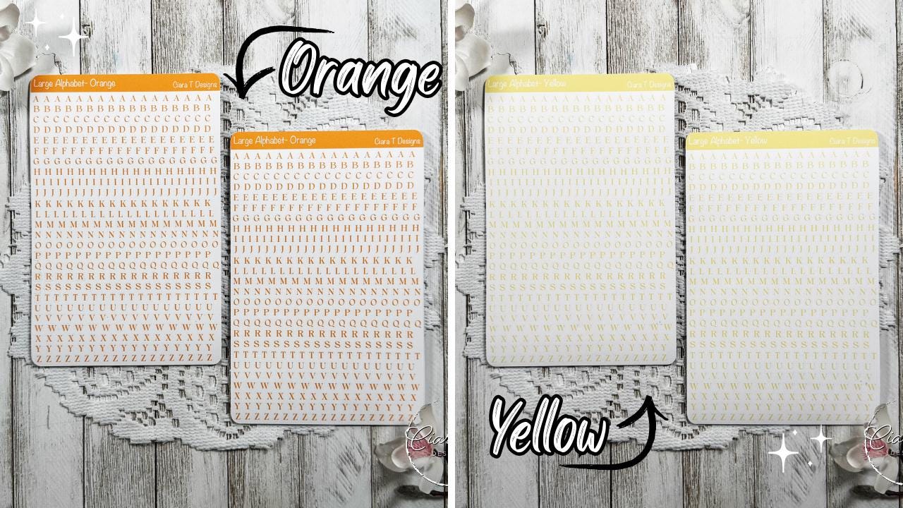 Small Rainbow Serif Alphabet Sticker Sheet