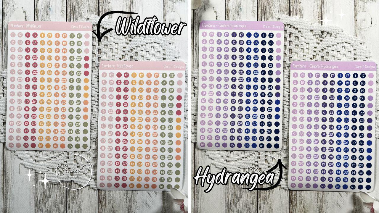 Ombre Candy Coloured Numbers Sticker Sheet