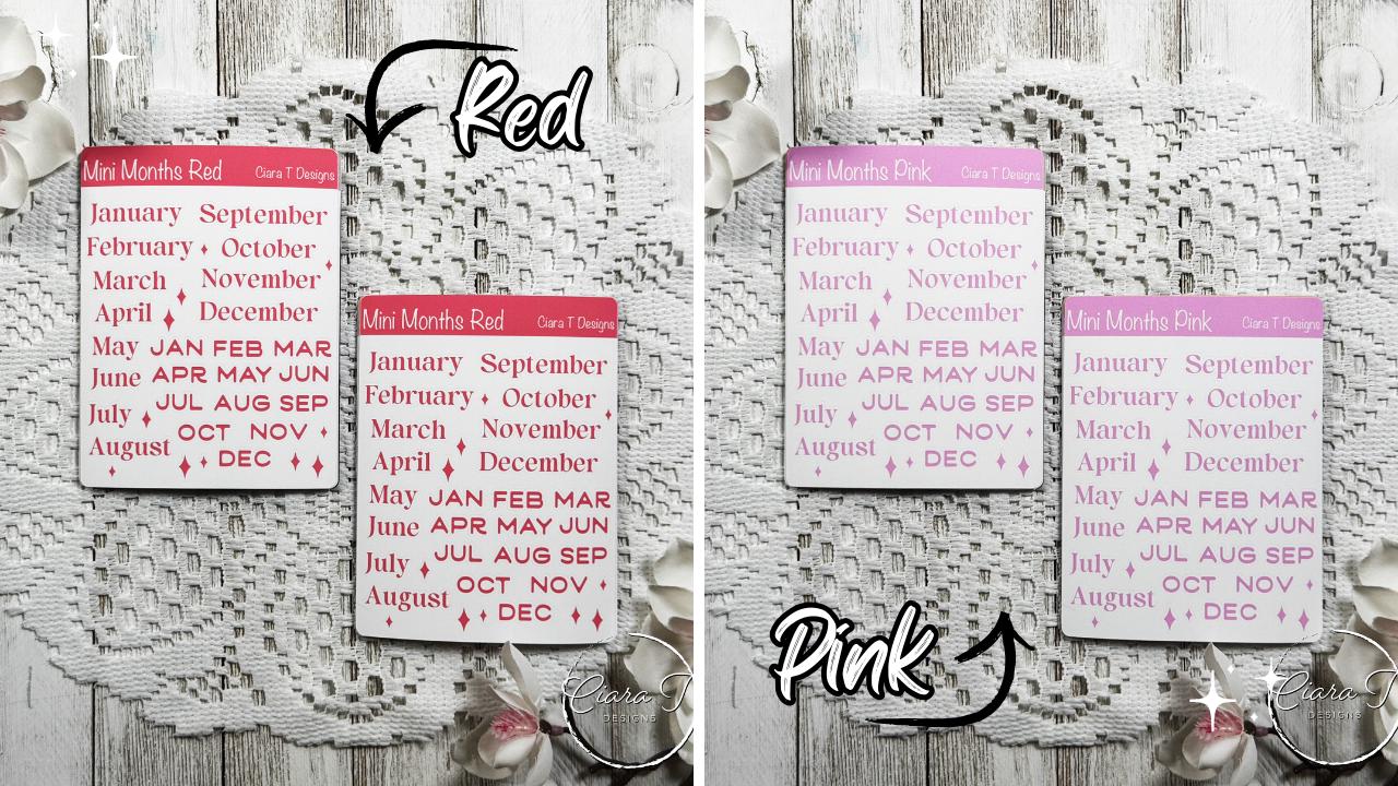 Mini Rainbow Coloured Months of the Year Sticker Sheet