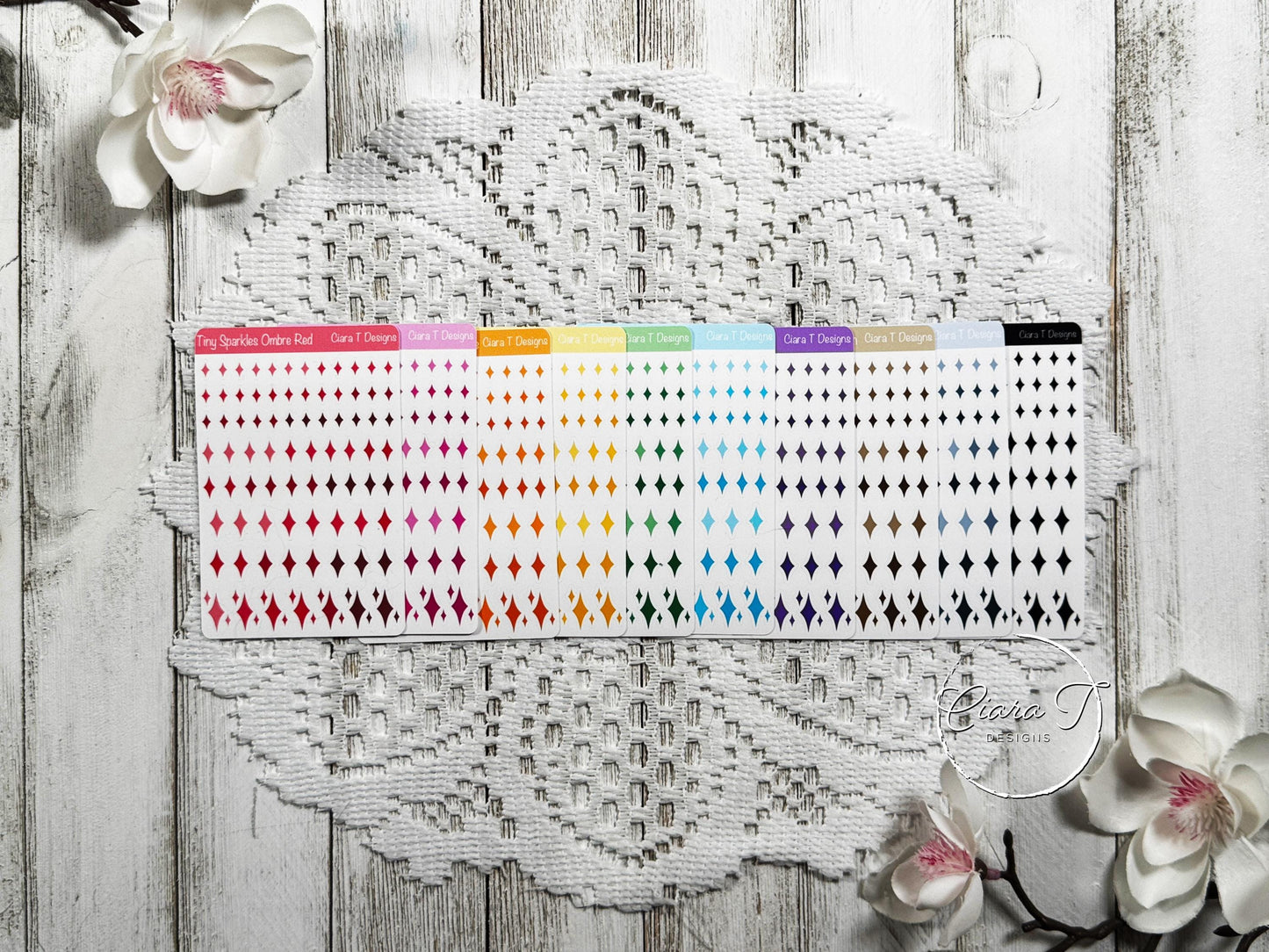 Tiny Rainbow Ombre Sparkle Sticker Sheet