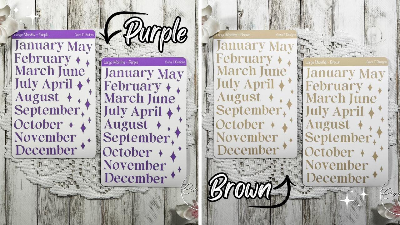 Months of the Year Rainbow Coloured Sticker Sheet