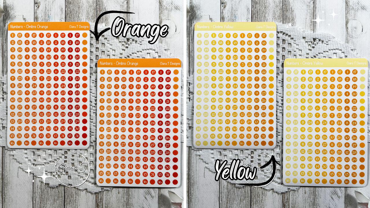 Ombre Rainbow Numbers Sticker Sheet