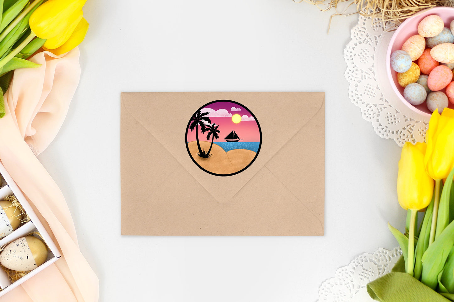 Beach Bum Die-cut Sticker with Black Border