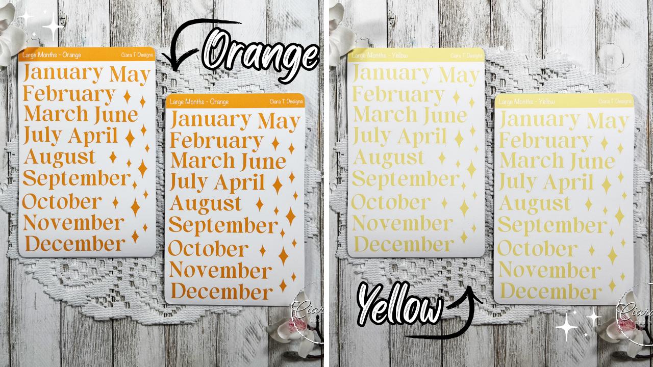 Months of the Year Rainbow Coloured Sticker Sheet