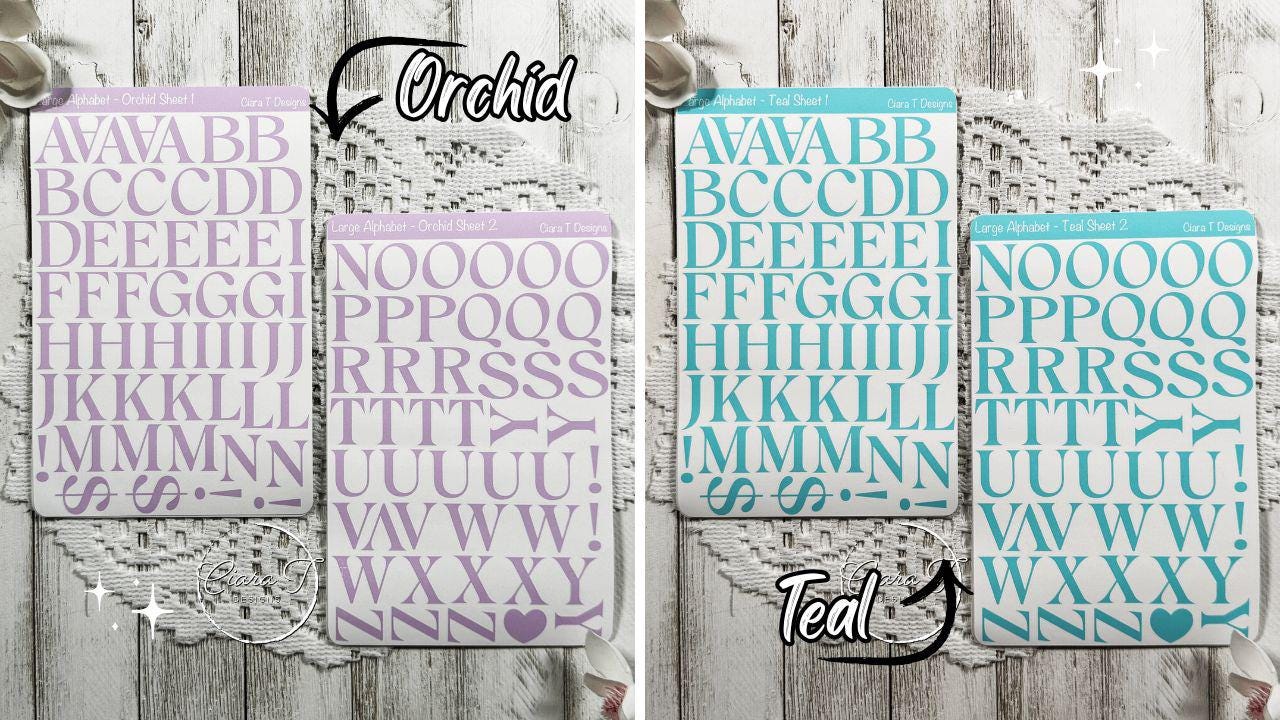 Large Candy Coloured Serif Alphabet Sticker Sheet