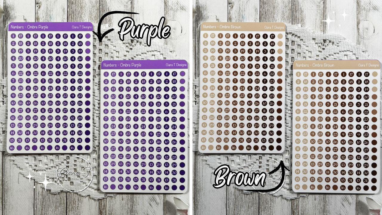 Ombre Rainbow Numbers Sticker Sheet