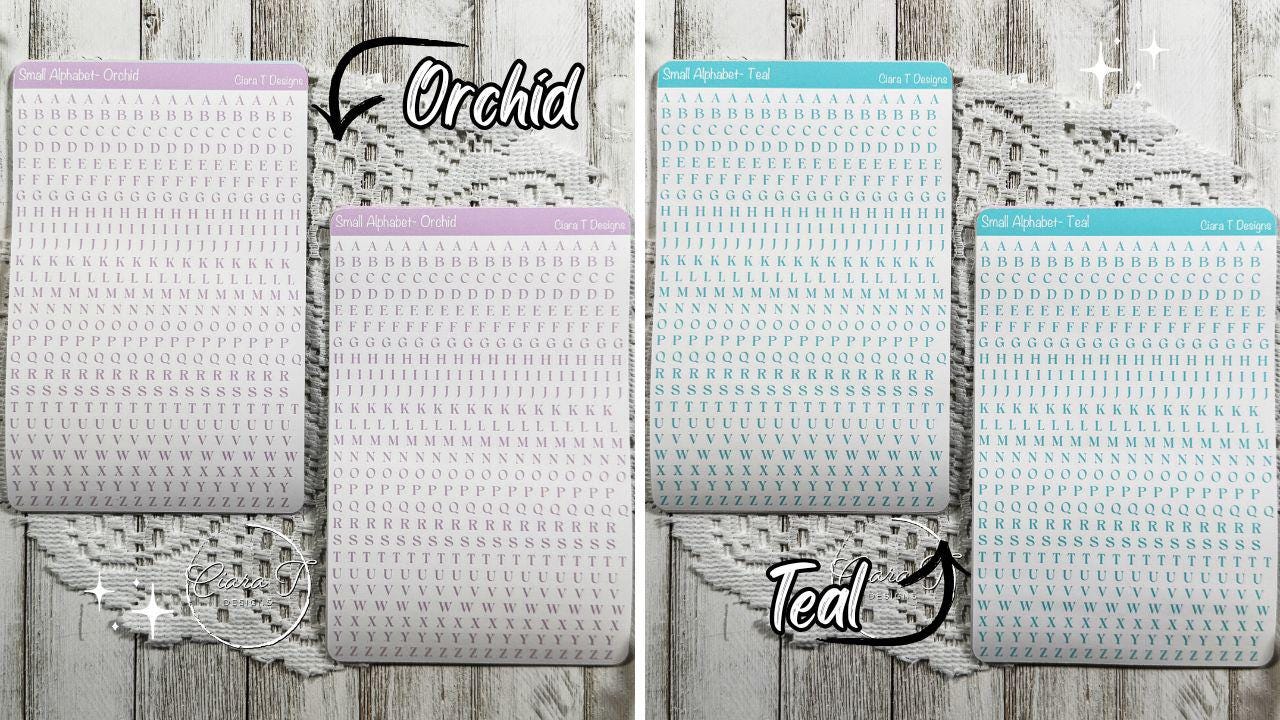 Candy Coloured Small Serif Alphabet Full Sticker Sheet