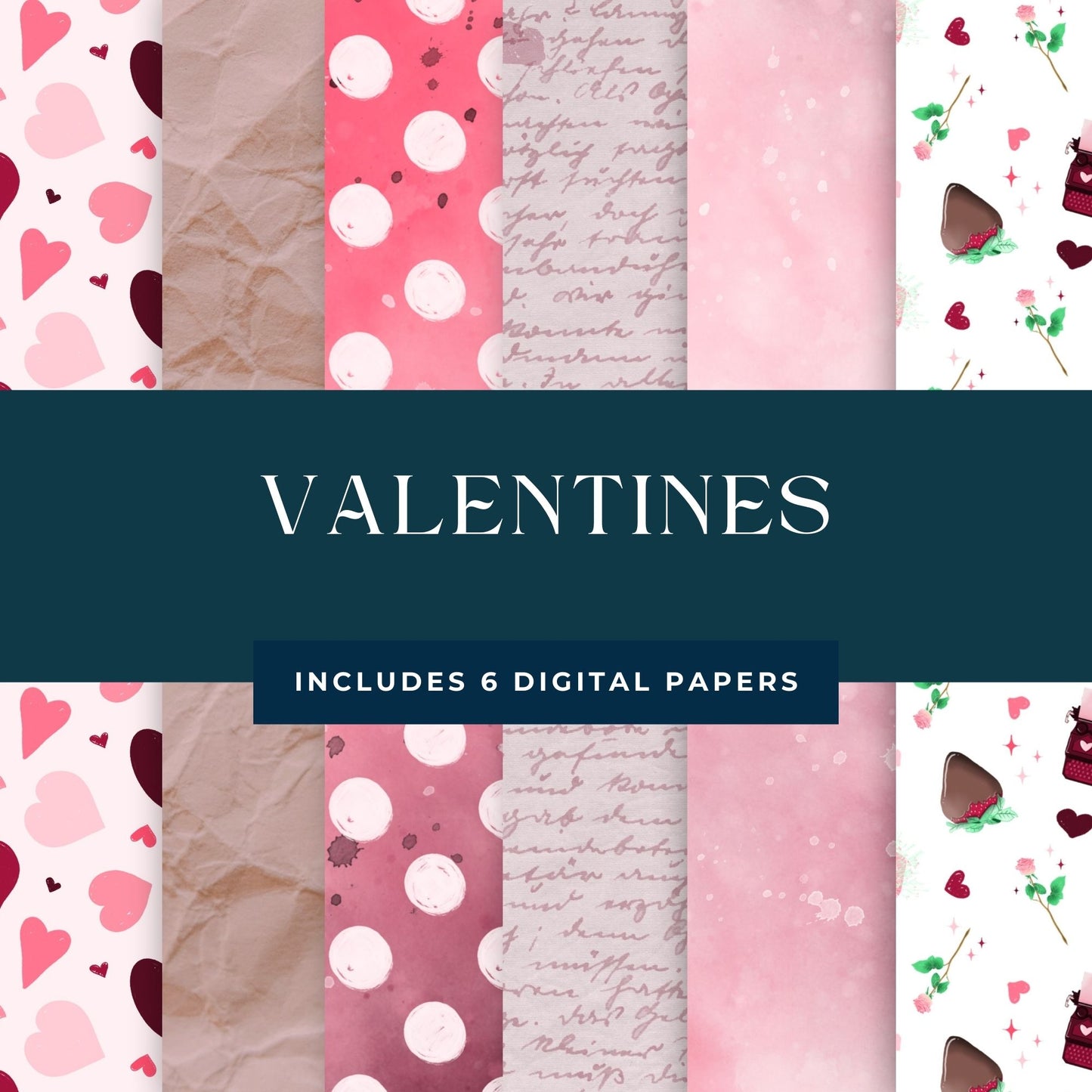 Digital Valentines Pattern Paper Pack