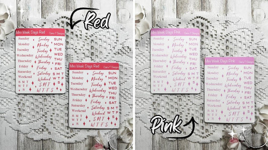 Mini Rainbow Coloured Week Days Sticker Sheet