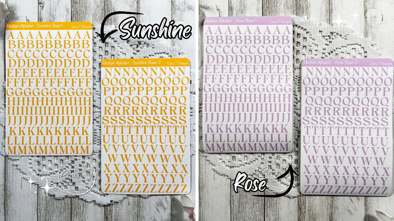 Medium Candy Coloured Serif Alphabet Sticker Sheet