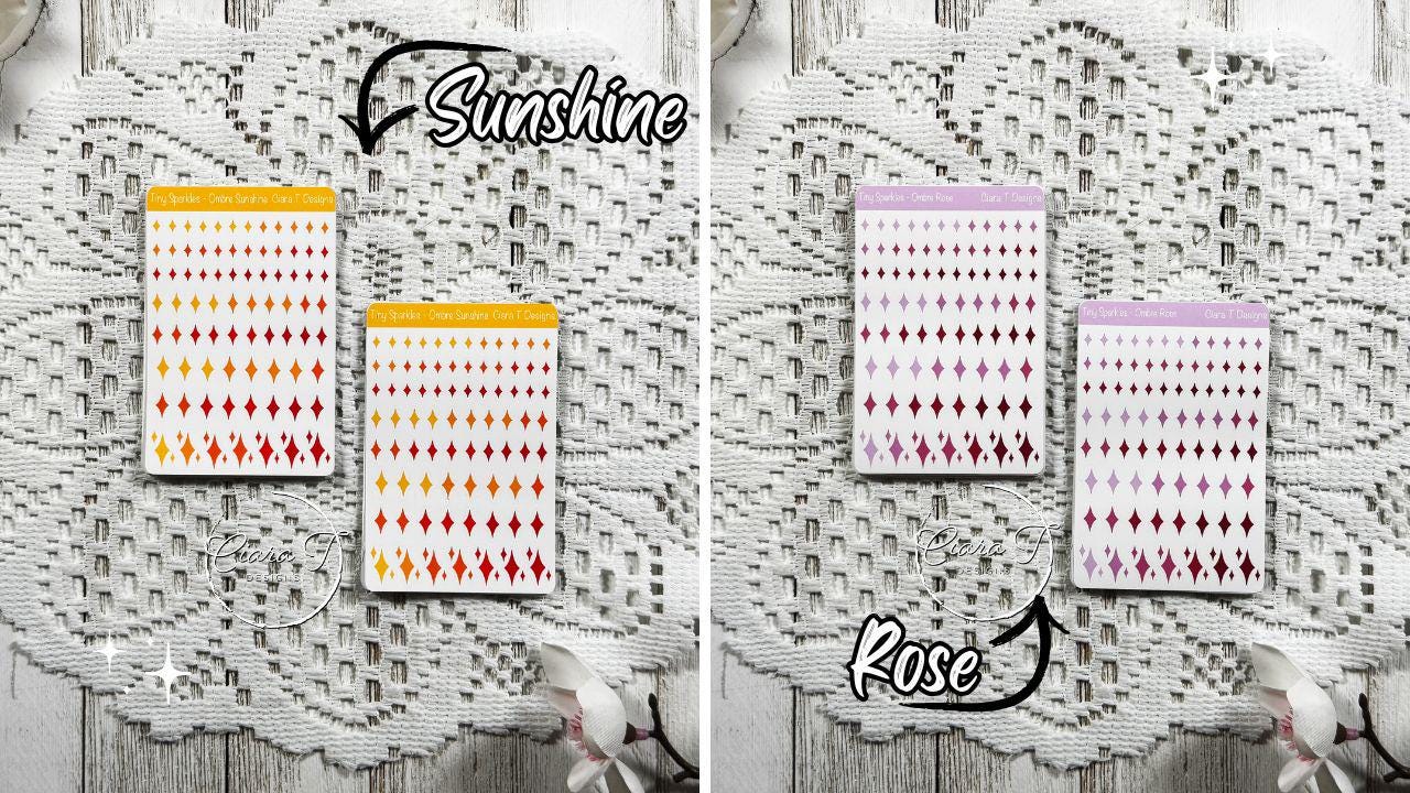 Tiny Ombre Candy Coloured Sparkle Sticker Sheet