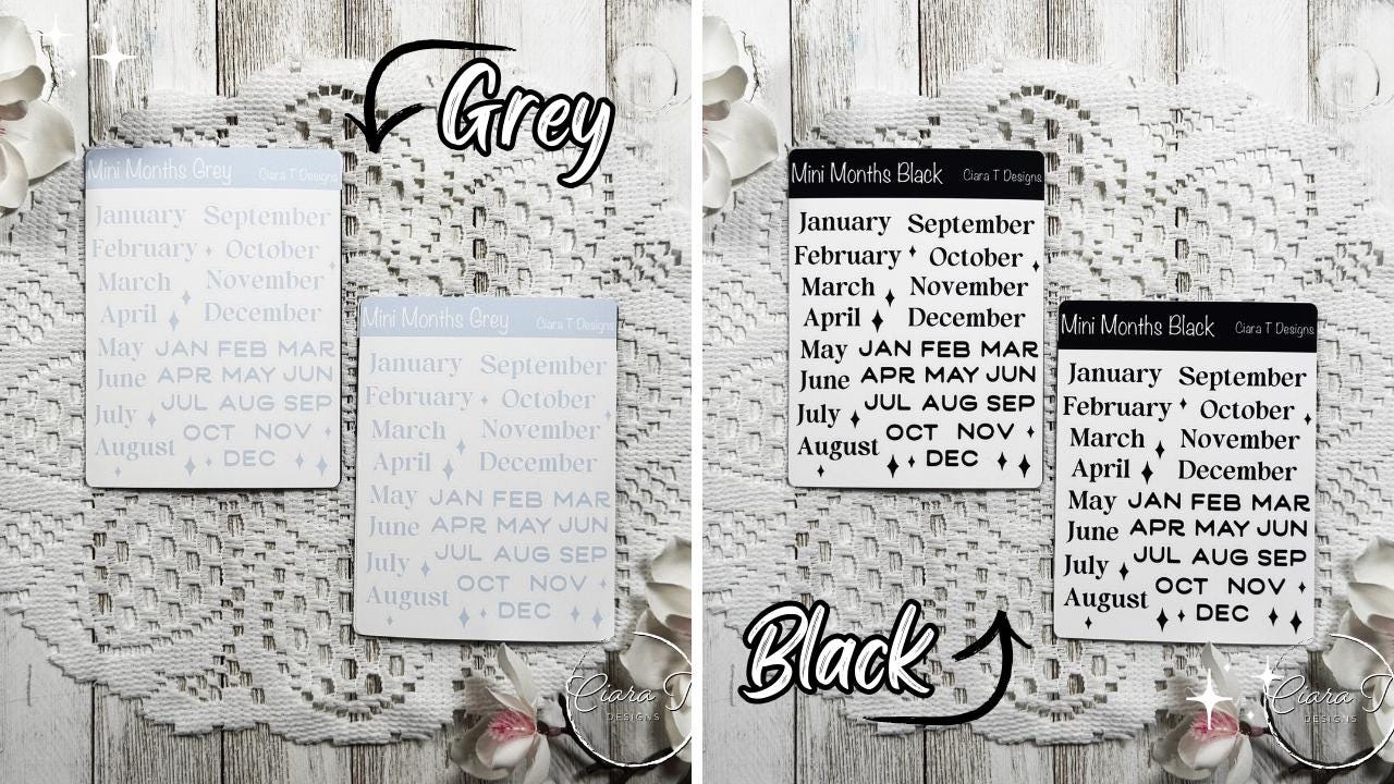 Mini Rainbow Coloured Months of the Year Sticker Sheet