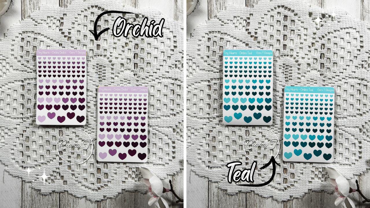 Tiny Ombre Candy Coloured Heart Sticker Sheet