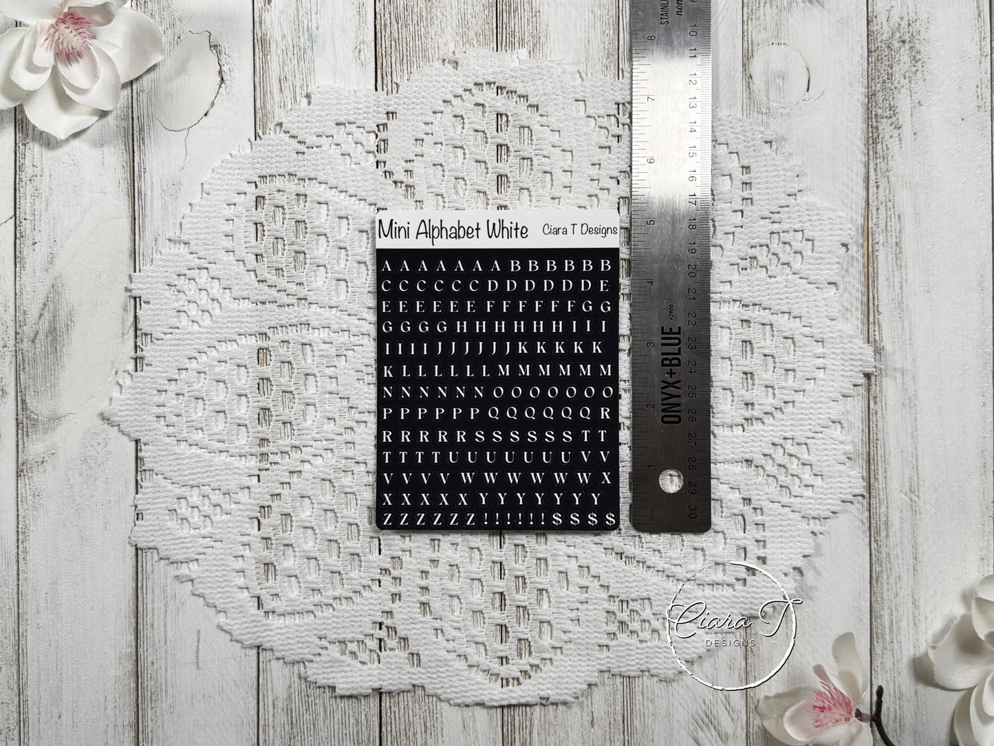 Mini Rainbow Background Serif Alphabet Sticker Sheet