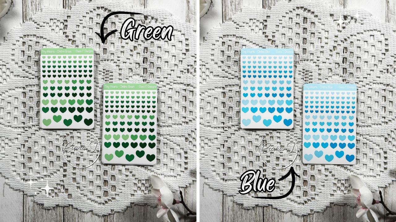 Tiny Rainbow Ombre Heart Sticker Sheet