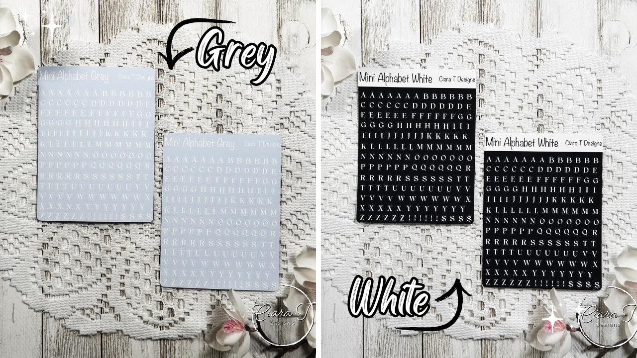 Mini Rainbow Background Serif Alphabet Sticker Sheet