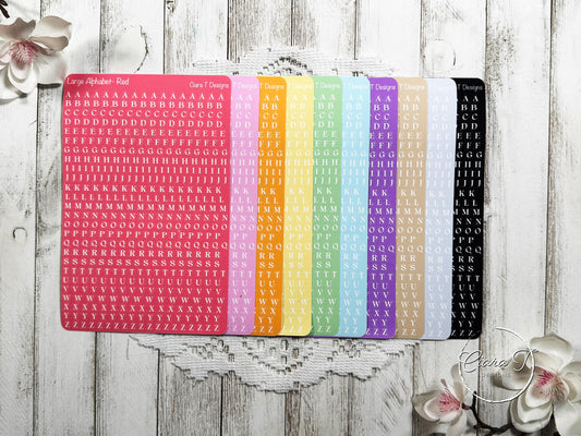Small Rainbow Background Serif Alphabet Sticker Sheet,