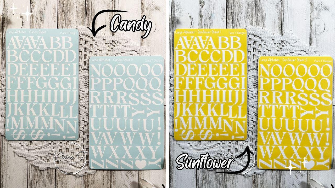 Large Candy Background Serif Alphabet Sticker Sheet