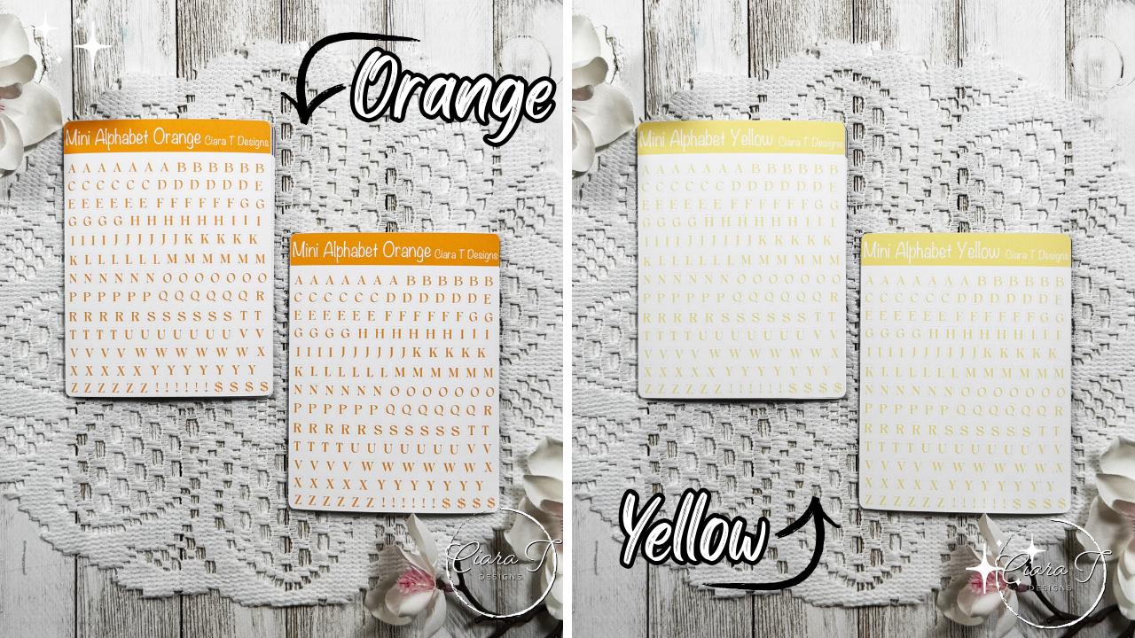 Mini Rainbow Coloured Small Serif Alphabet Sticker Sheet