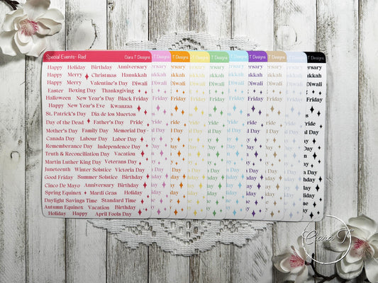 Special Events Rainbow Coloured Sticker Sheet
