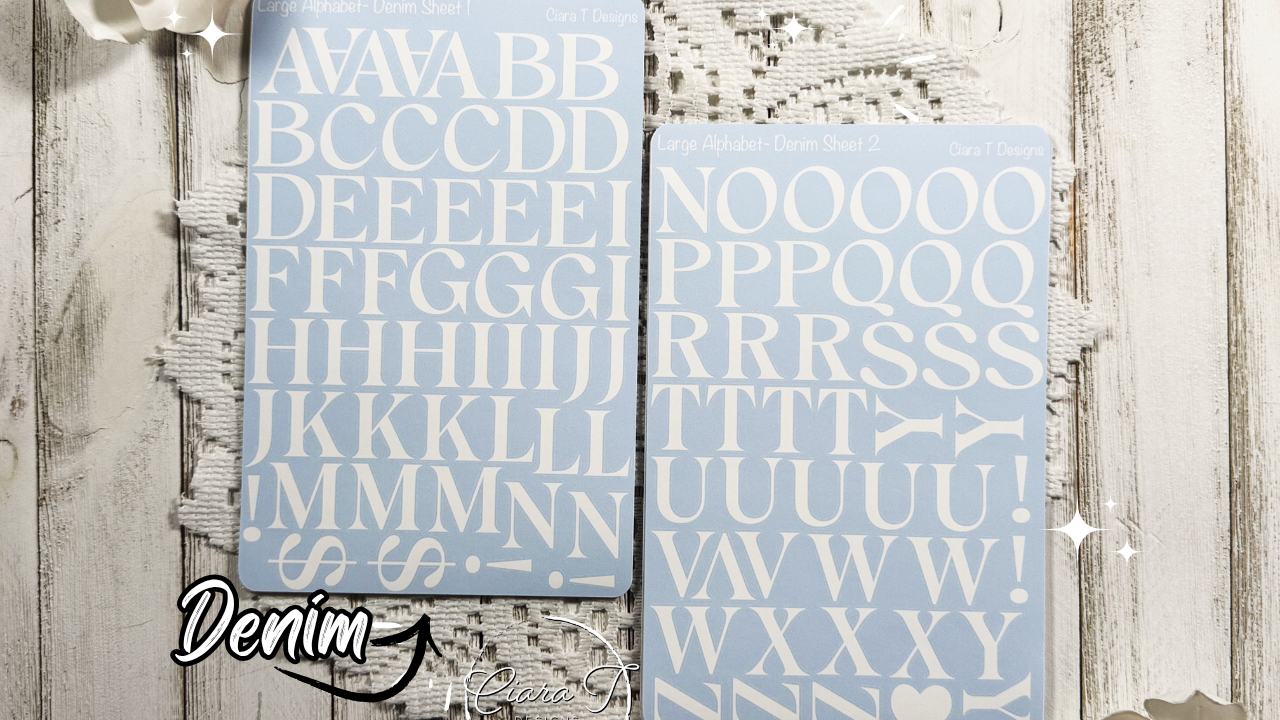 Candy Background Large Serif Alphabet Large Sticker Sheet