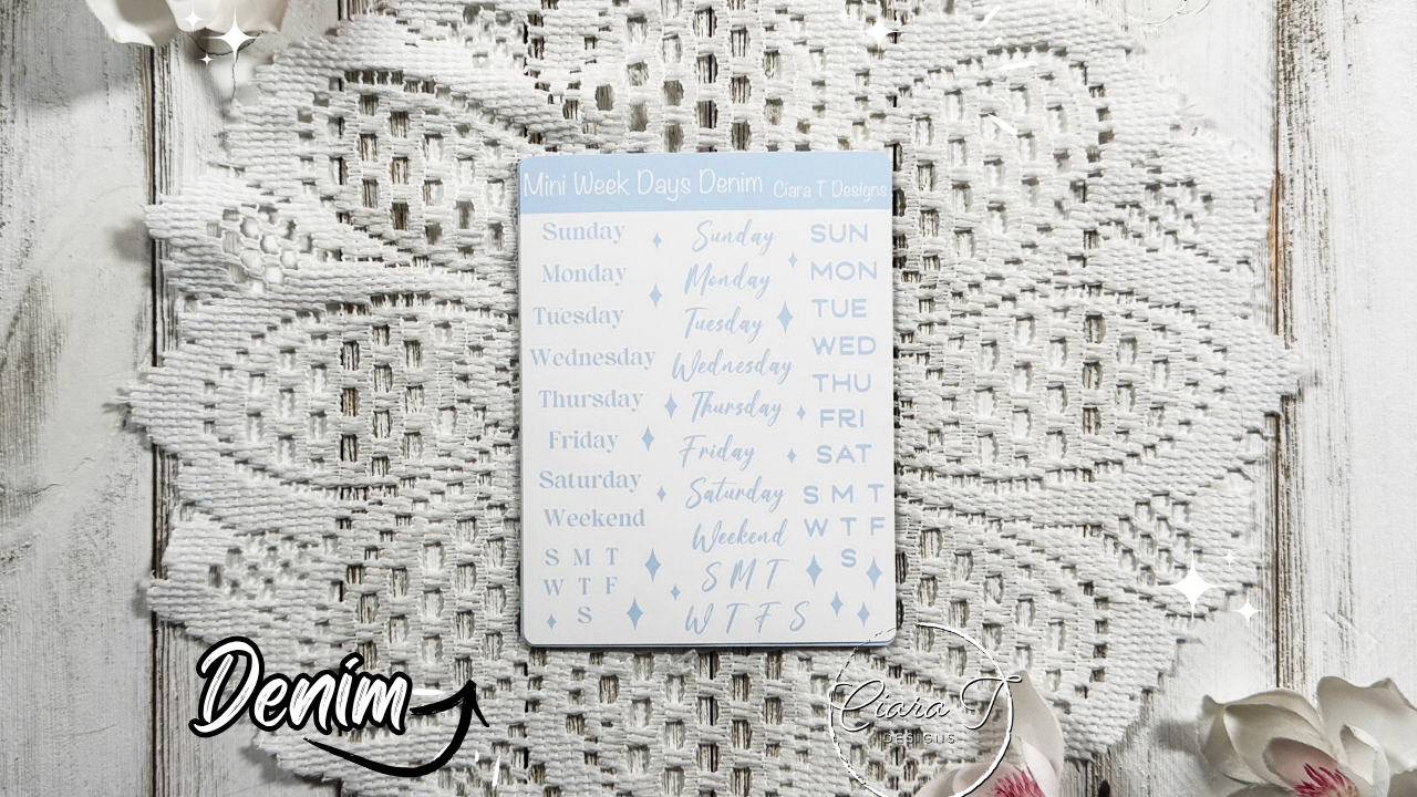 Candy Coloured Week Days Medium Sticker Sheet