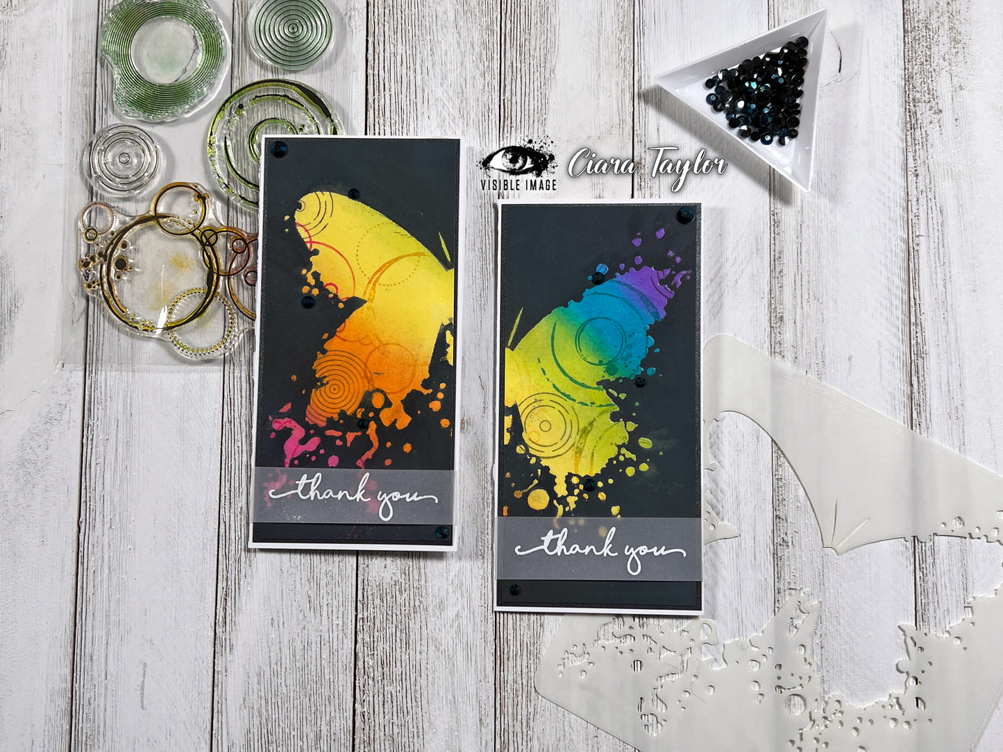 Ink-Blended Butterfly Thank You Mini Slimline Card