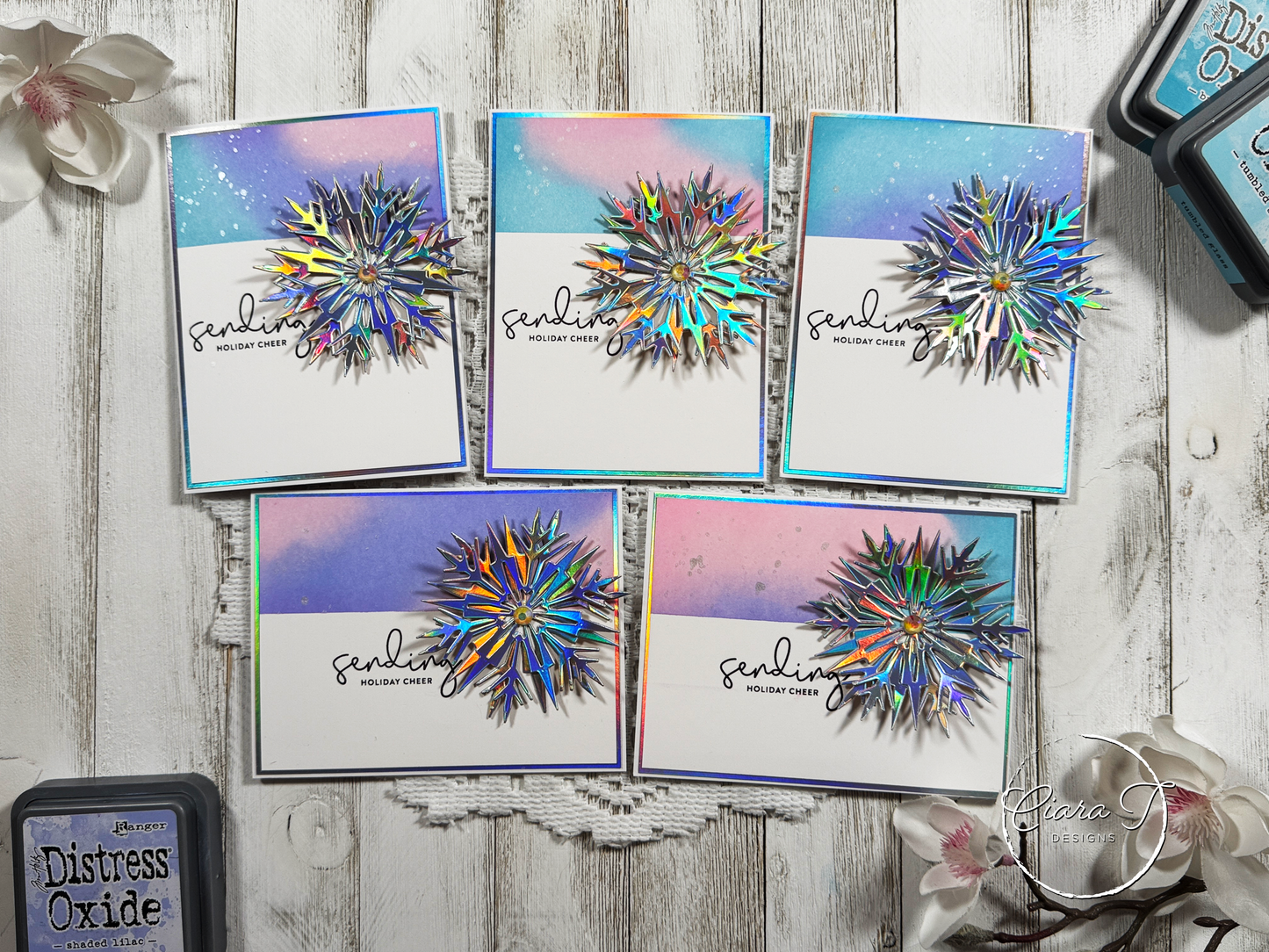 Ink-Blending & Holographic Snowflakes Christmas Card *Bundle*
