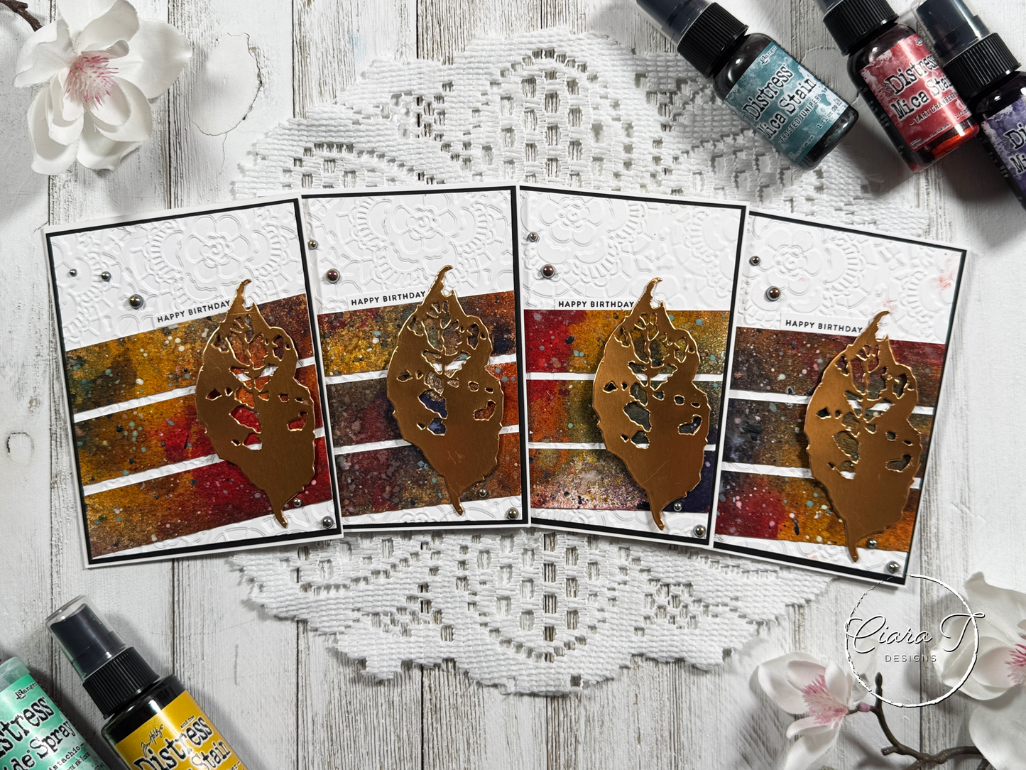 Inky Strips & Leaves Birthday Card *Bundle*