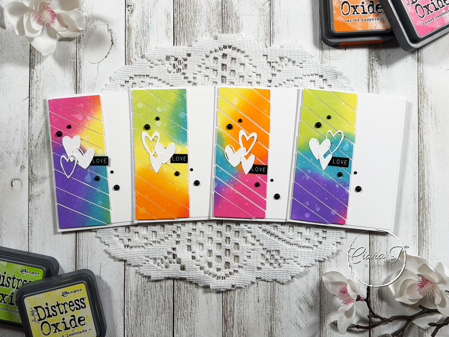 Rainbow Ink-Blended Valentines Card *Bundle*